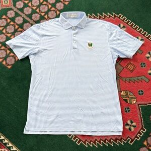 Light Blue & White Striped Short-Sleeve Polo Shirt Pine Valley Golf Club